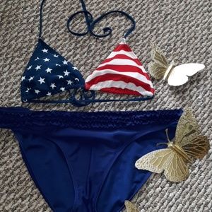 old navy red white and blue swimsuit